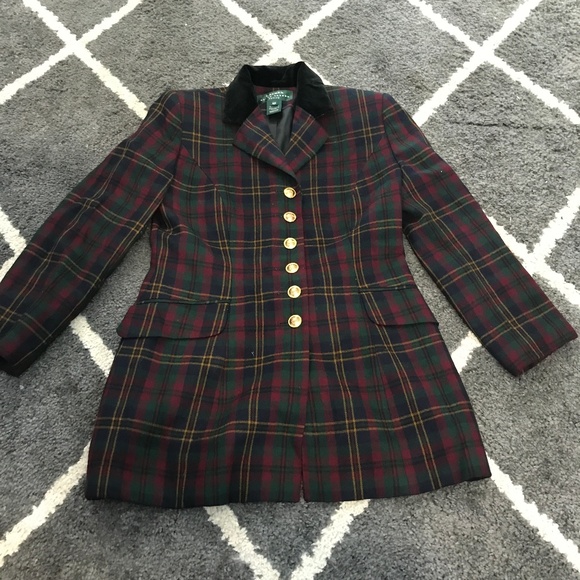 ralph lauren plaid blazer womens